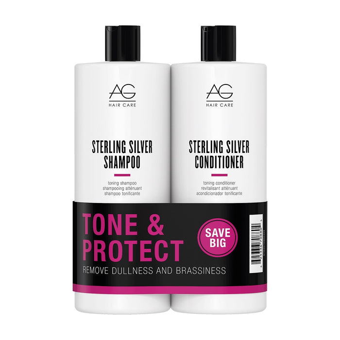 AG Hair Sterling Silver Shampoo, Conditioner Liter Duo